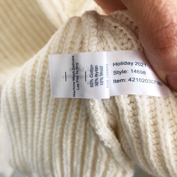 MARINE LAYER Ivory CottonNylon Wool Blend Skylar Turtleneck Sweater Size XL - Picture 7 of 9